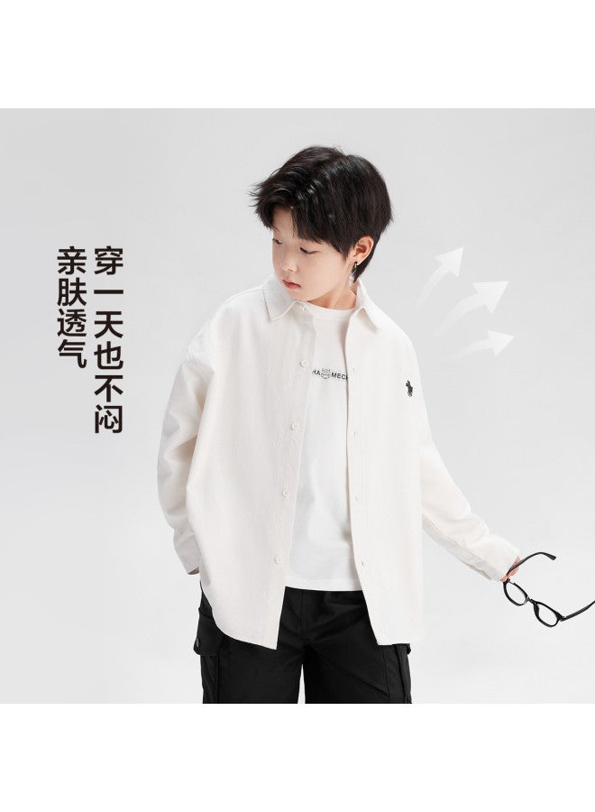 Zuoxi Boys' Pure Cotton Shirt - Casual Versatile Autumn Wear, Stylish Kids' Shirt, New 2025 Spring/fall Collection For Big Kids - Image 3