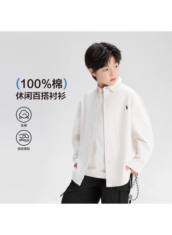 Zuoxi Boys' Pure Cotton Shirt - Casual Versatile Autumn Wear, Stylish Kids' Shirt, New 2025 Spring/fall Collection For Big Kids - Image 2