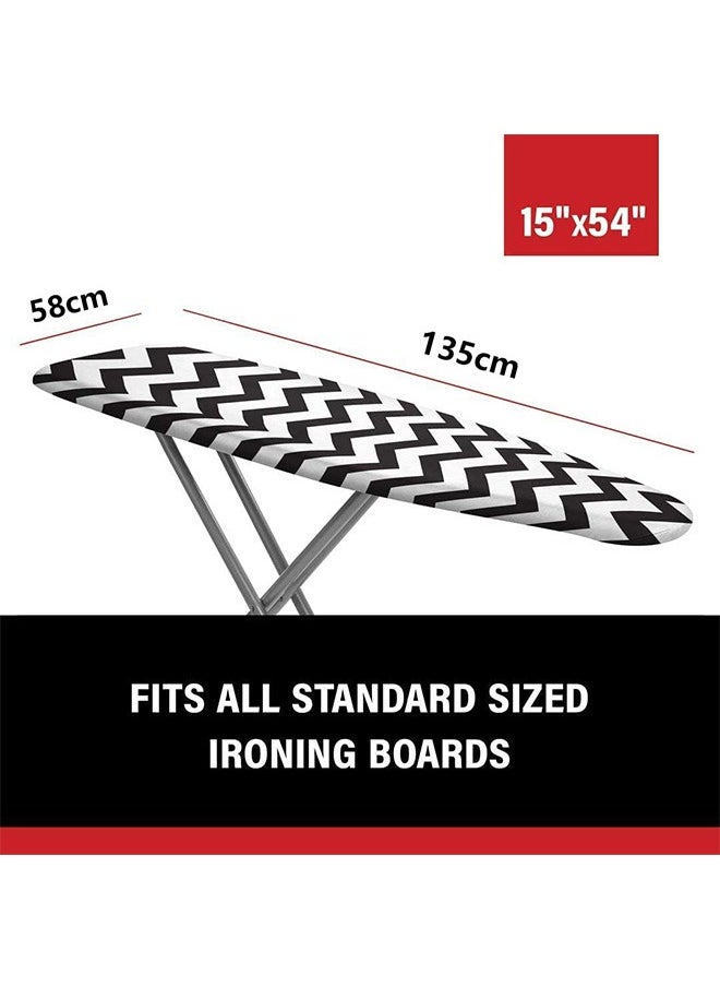 Lroning Board Cover and Pad for Extra Wide 135 * 56cm Ironing Boards,Premium Heavy Duty 3-Layer Silicone Coated Cover with 2mm Foam and 4mm Felt,Resists Scorching and Staining