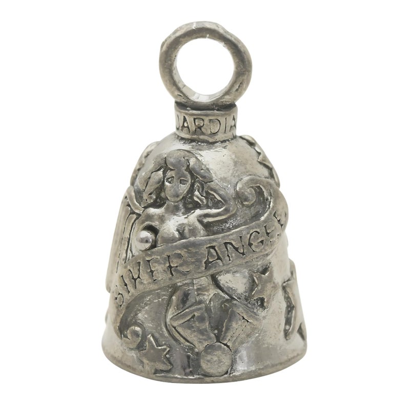 Guardian Bell Biker Angel Good Luck Bell wKeyring Black Velvet Gift Bag Motorcycle Bell LeadFree Pewter Good Luck Gift Made in USA - Image 3
