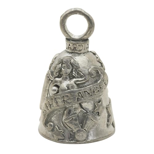 Guardian Bell Biker Angel Good Luck Bell wKeyring Black Velvet Gift Bag Motorcycle Bell LeadFree Pewter Good Luck Gift Made in USA - Image 1