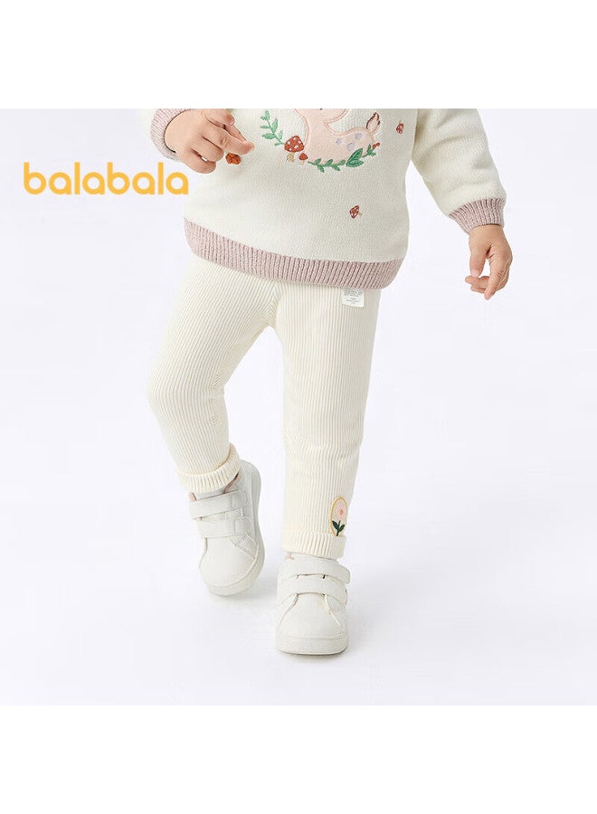 Balabala Fleece-lined Leggings For Infants And Toddlers, Girls' Pants For Autumn And Winter, Warm, Versatile, Style, 209425108001 - Image 3