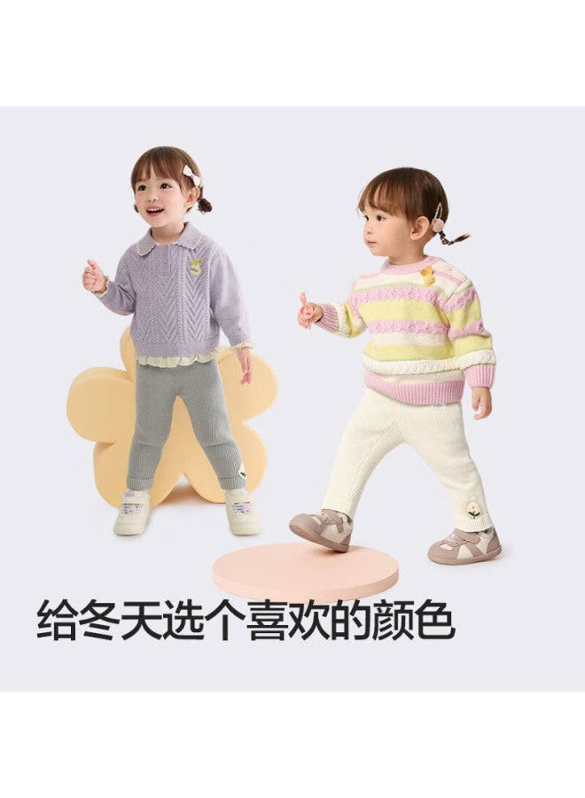 Balabala Fleece-lined Leggings For Infants And Toddlers, Girls' Pants For Autumn And Winter, Warm, Versatile, Style, 209425108001 - Image 1