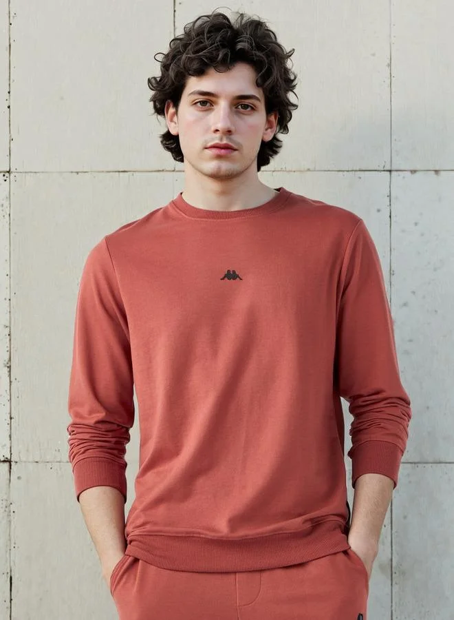 Kappa Kappa Logo Print Crew Neck Sweatshirt with Long Sleeves