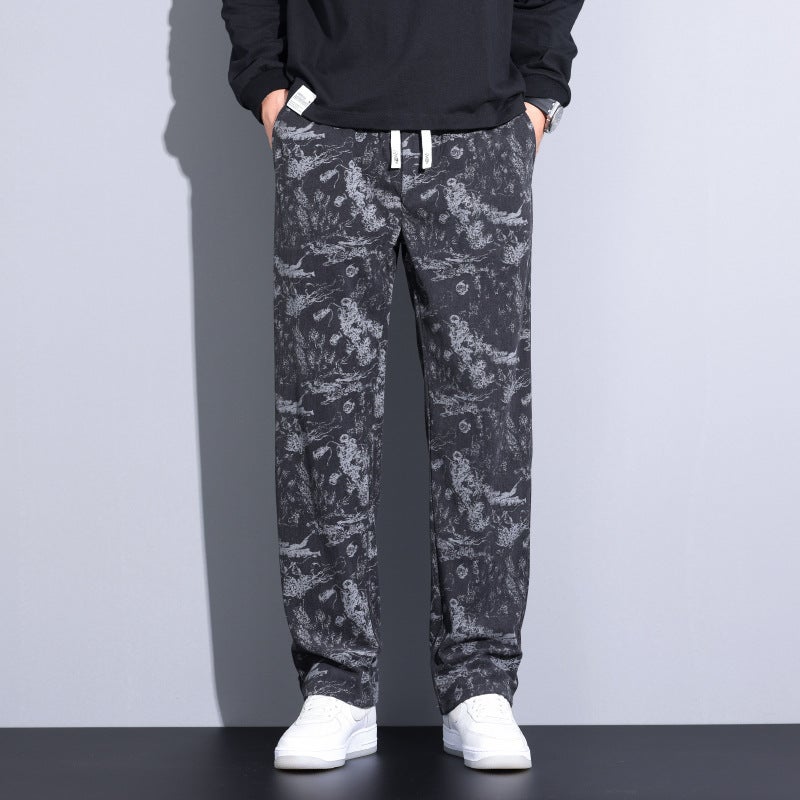 Gray Casual Pants Boys Loose Drape Trendy Sports Pants Straight Pants Black Thick - Image 5