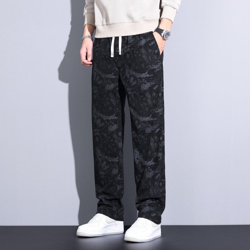 Gray Casual Pants Boys Loose Drape Trendy Sports Pants Straight Pants Black Thick - Image 1