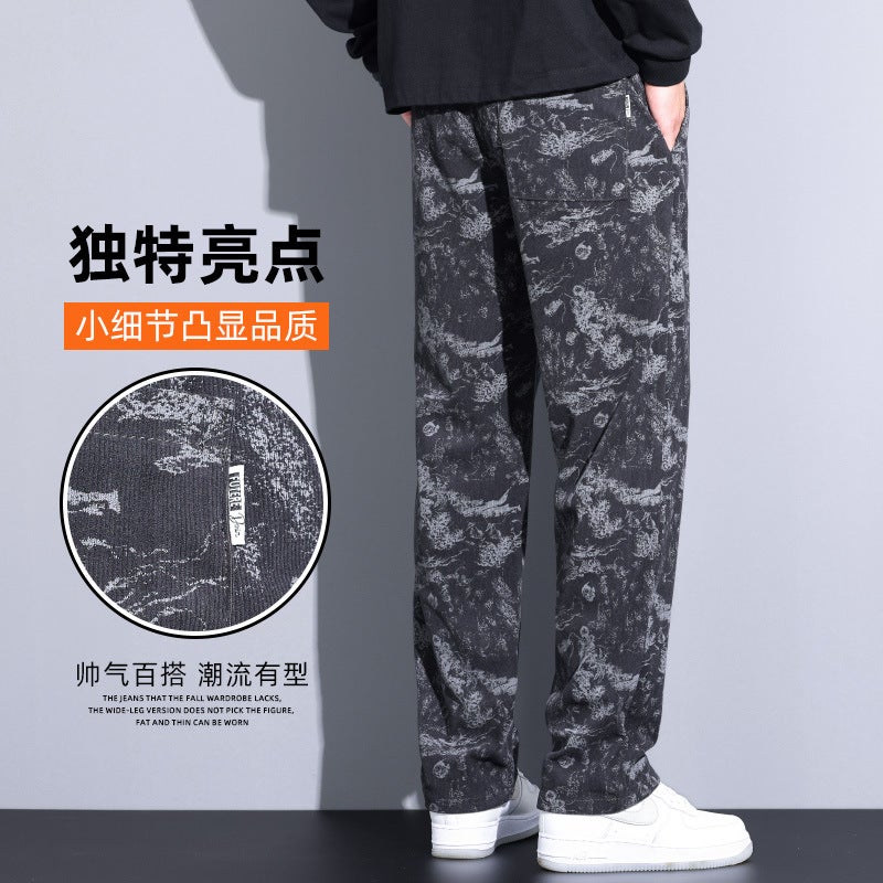 Gray Casual Pants Boys Loose Drape Trendy Sports Pants Straight Pants Black Thick - Image 3