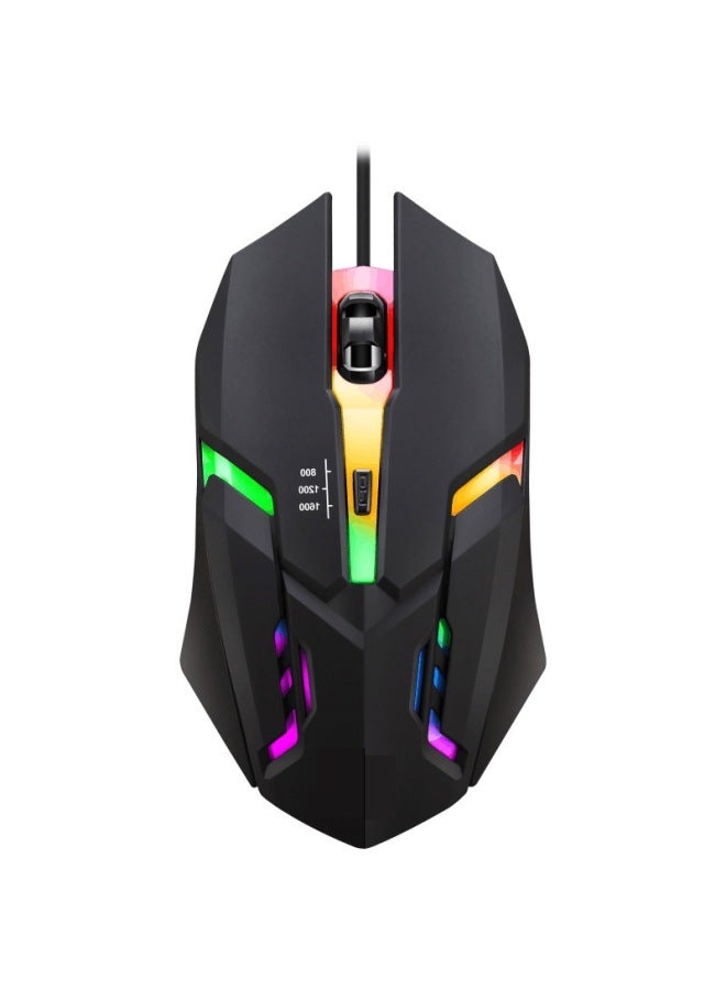 Mouse Wired Desktop Special Computer Internet Cafe Game No E-sports Notebook Mechanical Mute Home-Colour:4-key Cool Black + Free Mouse Pad / Colorful Breathing Light + 4-level Dpi Adjustment + Audio Version Qingying - Image 5