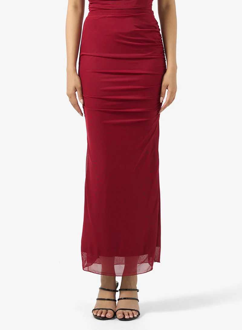 جينجر Corset Bodice Top & Bodycon Skirt Set with Scarf