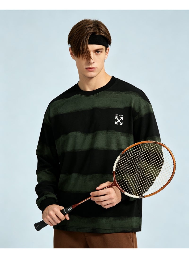 أوف-وايت OFF-WHITE Men's and women's tie-dyed striped long-sleeved pullover tops - Image 1