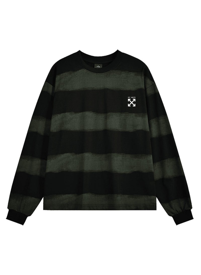 أوف-وايت OFF-WHITE Men's and women's tie-dyed striped long-sleeved pullover tops - Image 3