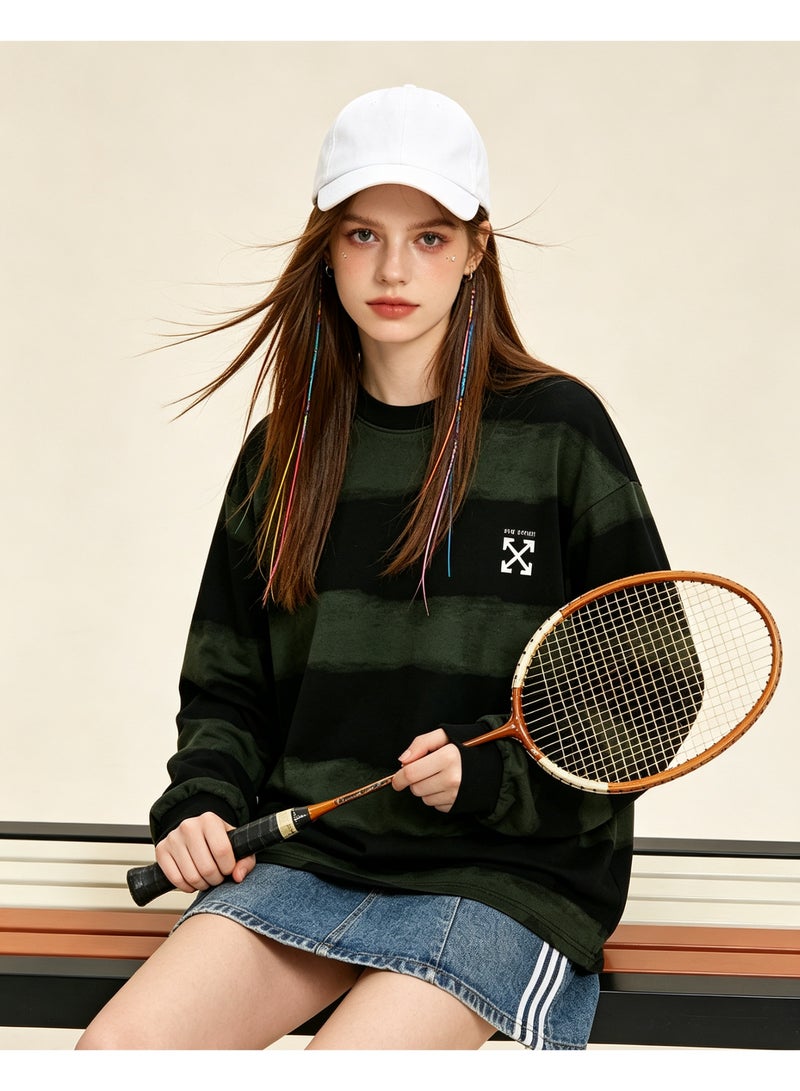 أوف-وايت OFF-WHITE Men's and women's tie-dyed striped long-sleeved pullover tops - Image 2