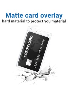 KASTWAVE Vertical ID Card Badge Holder, 10 Pieces Hard Plastic Card Holder Frosted Clear Credit Card Protector Thumb Slot Badge Holder Heavy Duty ID Badge Holder  - Image 4