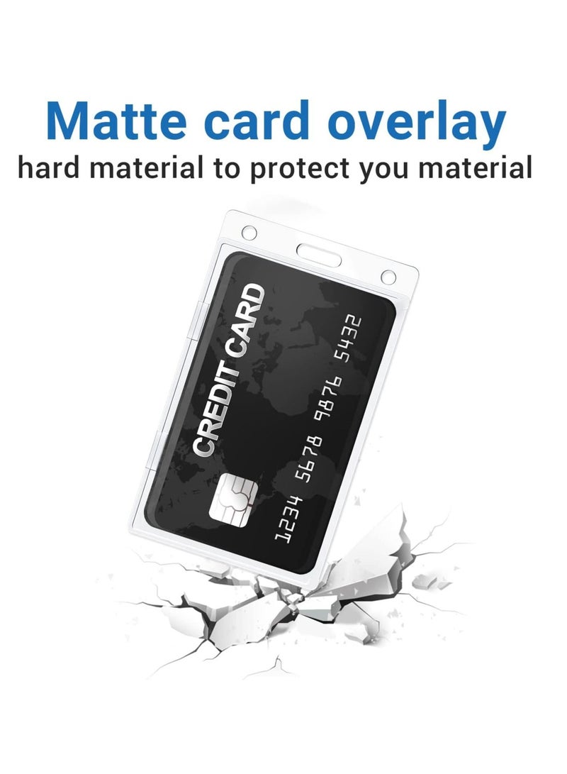KASTWAVE Vertical ID Card Badge Holder, 10 Pieces Hard Plastic Card Holder Frosted Clear Credit Card Protector Thumb Slot Badge Holder Heavy Duty ID Badge Holder  - Image 4