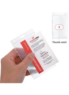 KASTWAVE Vertical ID Card Badge Holder, 10 Pieces Hard Plastic Card Holder Frosted Clear Credit Card Protector Thumb Slot Badge Holder Heavy Duty ID Badge Holder  - Image 3