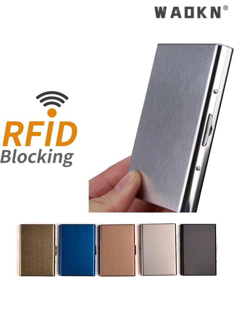 WAOKN Elegant Stainless Steel Credit Card Holder, Universal for Men & Women, RFID Blocking Business Card Case, Portable Card Wallet, Stylish Design，Silver  - Image 3