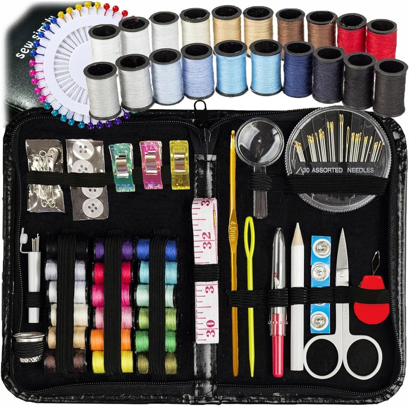 ARTIKA Sewing Kit for Adults and Kids (142 PCS) - Small Beginner Set w/Multicolor Thread, Needles, Scissors, Thimble & Clips - Emergency Repair and Travel Kits - Sewing Accessories and Supplies - Image 1