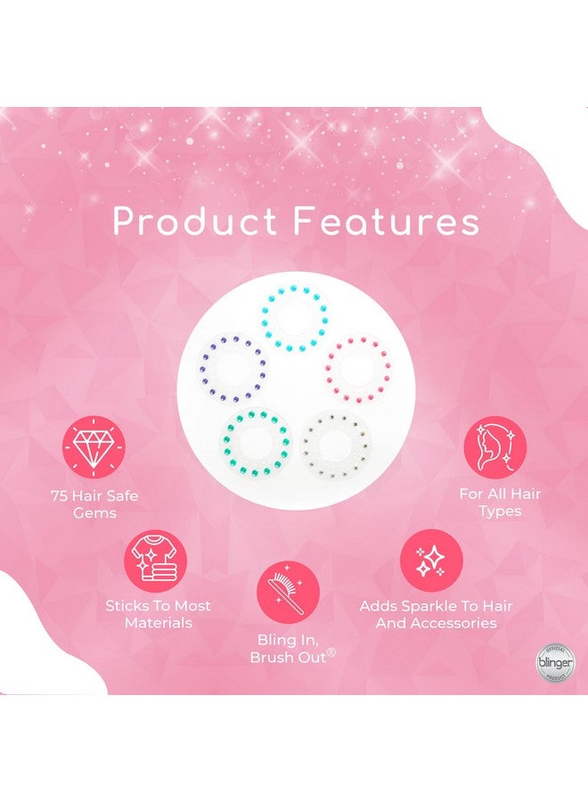 Blinger blinger Sparkle Collection Refill Pack - Royal | 5 Discs - 75 Rhinestones | Bling In Brush Out | Works with blinger Hair Styling Tool (Multicolored) - Image 3