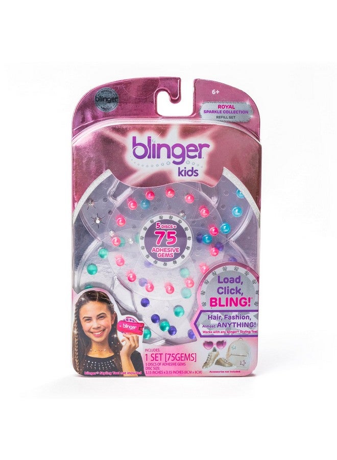 Blinger blinger Sparkle Collection Refill Pack - Royal | 5 Discs - 75 Rhinestones | Bling In Brush Out | Works with blinger Hair Styling Tool (Multicolored) - Image 1