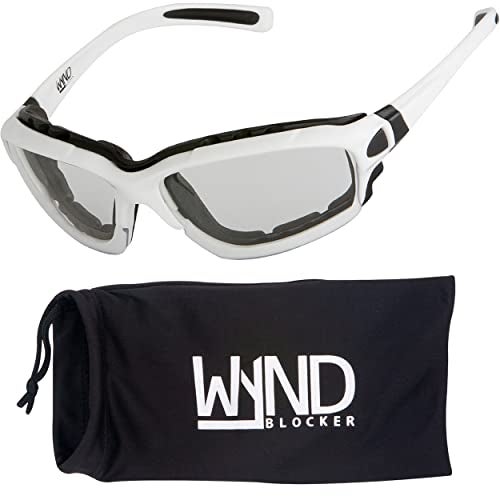 WYND Blocker Motorcycle Riding Glasses Extreme Sports Wrap Sunglasses, White, Clear - Image 1