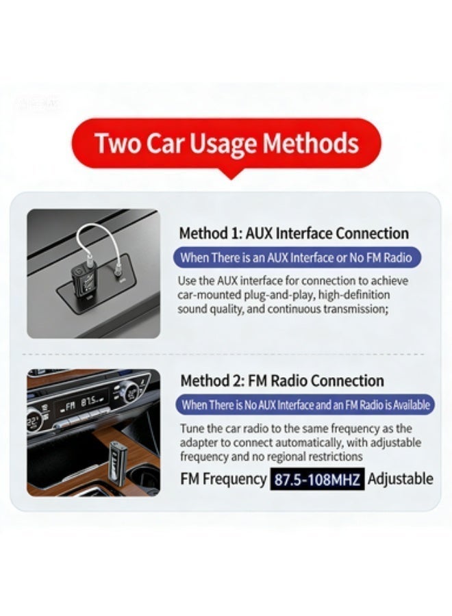 CAFELE USB Car FM Bluetooth Receiver – 5.0 MP3 Player with AUX Audio, Hands-Free Calling, TF Card & USB Reader, 2-Port Charging, Digital Display, FM Transmitter for Car/PC/TV/Speaker - Image 4