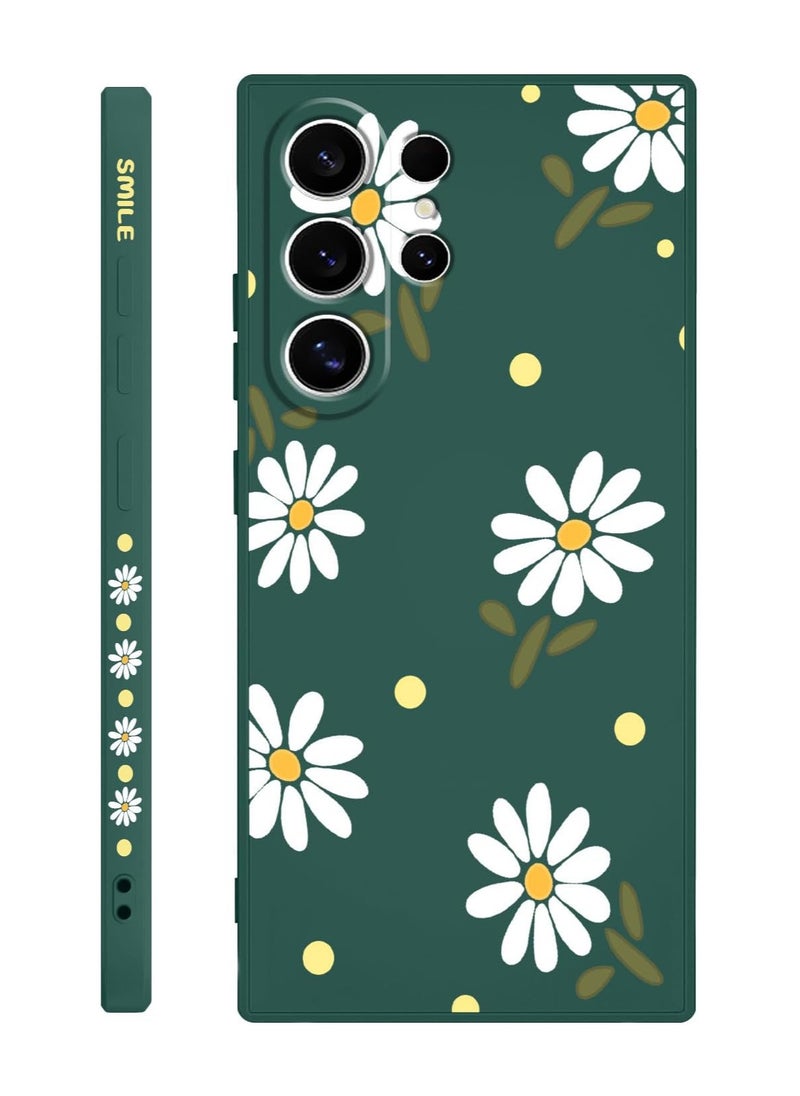Generic - for Samsung Galaxy S24 Ultra Case, Creative Flower Pattern Design Phone Cover Drop Protection Soft Ultra Thin Scratch Resistant Microfiber Lining Inner for Galaxy S24 Ultra-Daisy Green - Image 1