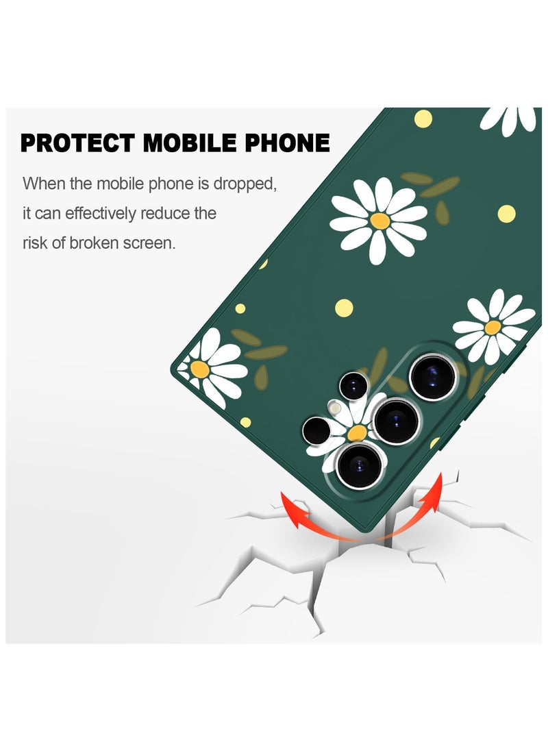 Generic - for Samsung Galaxy S24 Ultra Case, Creative Flower Pattern Design Phone Cover Drop Protection Soft Ultra Thin Scratch Resistant Microfiber Lining Inner for Galaxy S24 Ultra-Daisy Green - Image 1