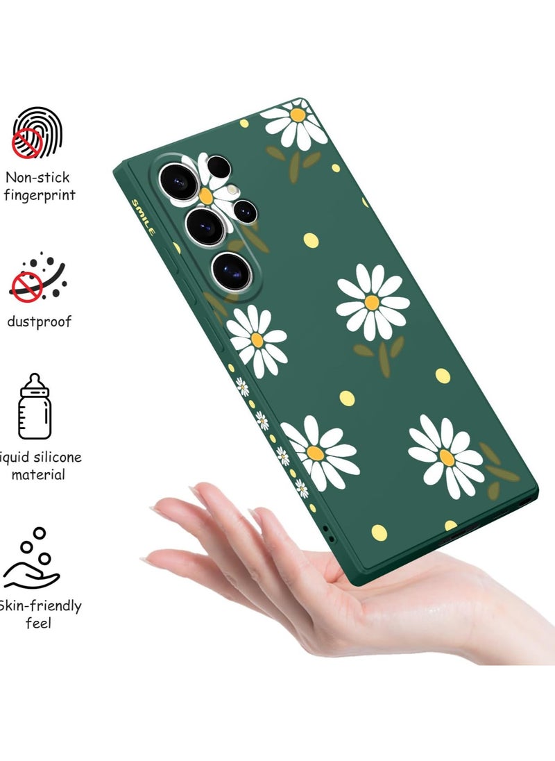 Generic - for Samsung Galaxy S24 Ultra Case, Creative Flower Pattern Design Phone Cover Drop Protection Soft Ultra Thin Scratch Resistant Microfiber Lining Inner for Galaxy S24 Ultra-Daisy Green - Image 1