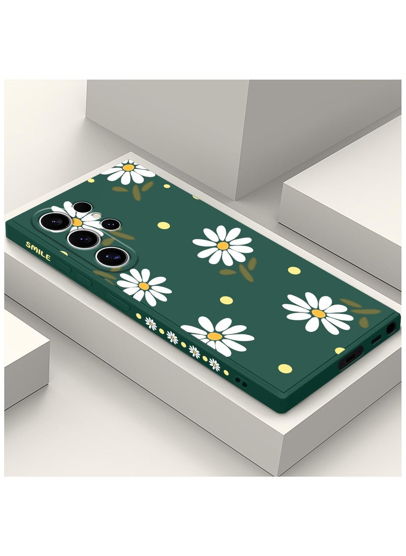 Generic - for Samsung Galaxy S24 Ultra Case, Creative Flower Pattern Design Phone Cover Drop Protection Soft Ultra Thin Scratch Resistant Microfiber Lining Inner for Galaxy S24 Ultra-Daisy Green - Image 1
