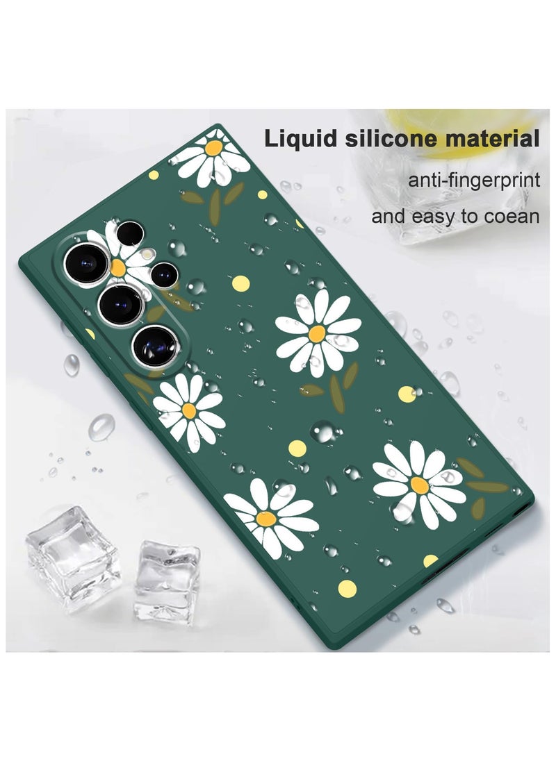 Generic - for Samsung Galaxy S24 Ultra Case, Creative Flower Pattern Design Phone Cover Drop Protection Soft Ultra Thin Scratch Resistant Microfiber Lining Inner for Galaxy S24 Ultra-Daisy Green - Image 1