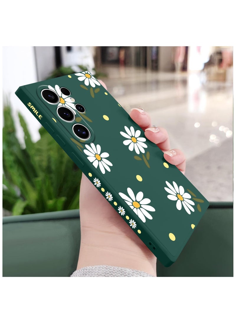 Generic - for Samsung Galaxy S24 Ultra Case, Creative Flower Pattern Design Phone Cover Drop Protection Soft Ultra Thin Scratch Resistant Microfiber Lining Inner for Galaxy S24 Ultra-Daisy Green - Image 1