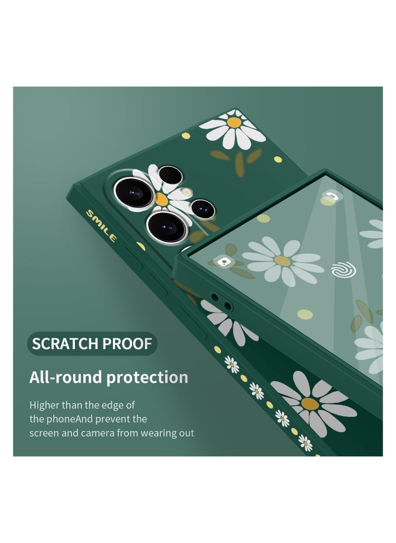 Generic - for Samsung Galaxy S24 Ultra Case, Creative Flower Pattern Design Phone Cover Drop Protection Soft Ultra Thin Scratch Resistant Microfiber Lining Inner for Galaxy S24 Ultra-Daisy Green - Image 1