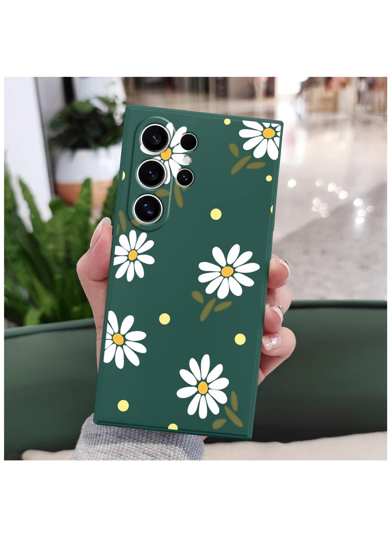 Generic - for Samsung Galaxy S24 Ultra Case, Creative Flower Pattern Design Phone Cover Drop Protection Soft Ultra Thin Scratch Resistant Microfiber Lining Inner for Galaxy S24 Ultra-Daisy Green - Image 1