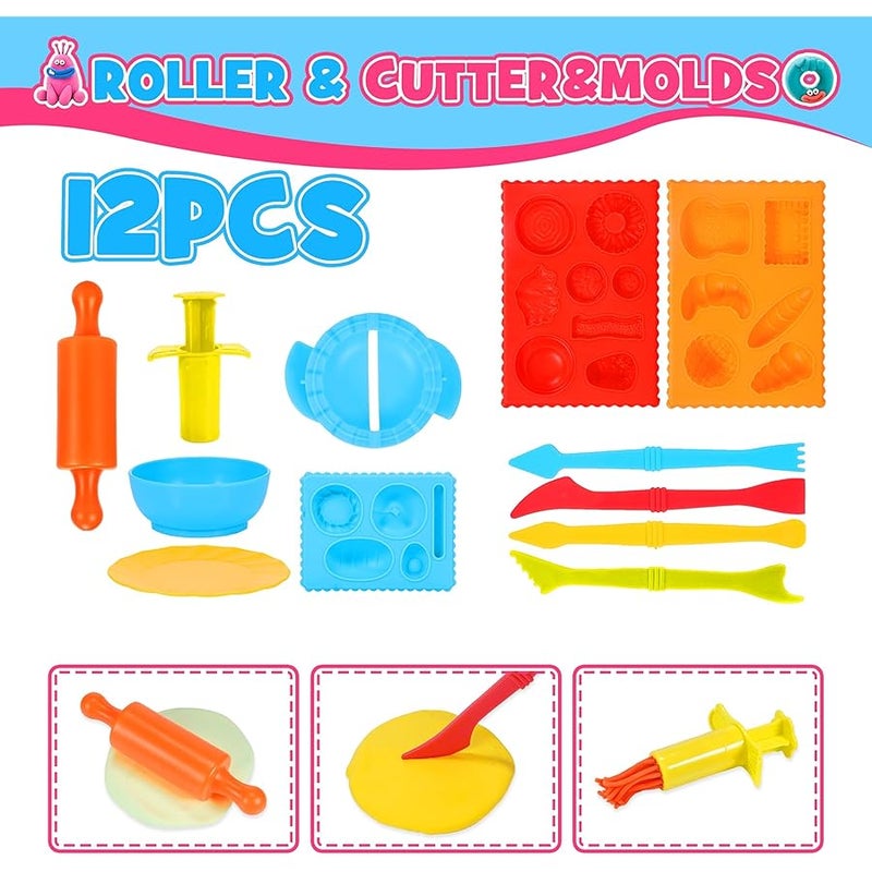 Toyze تويز مجموعة ادوات لعب العجين للاطفال من سن 3-8 سنوات | مجموعة ملحقات عجين اللعب مكونة من 30 قطعة مع قوالب على شكل حيوانات وشوبك وصندوق تخزين | هدية تعليمية في العلوم والتكنولوجيا والهندسة والرياضيات - Image 2