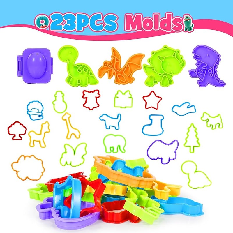 Toyze تويز مجموعة ادوات لعب العجين للاطفال من سن 3-8 سنوات | مجموعة ملحقات عجين اللعب مكونة من 30 قطعة مع قوالب على شكل حيوانات وشوبك وصندوق تخزين | هدية تعليمية في العلوم والتكنولوجيا والهندسة والرياضيات - Image 3
