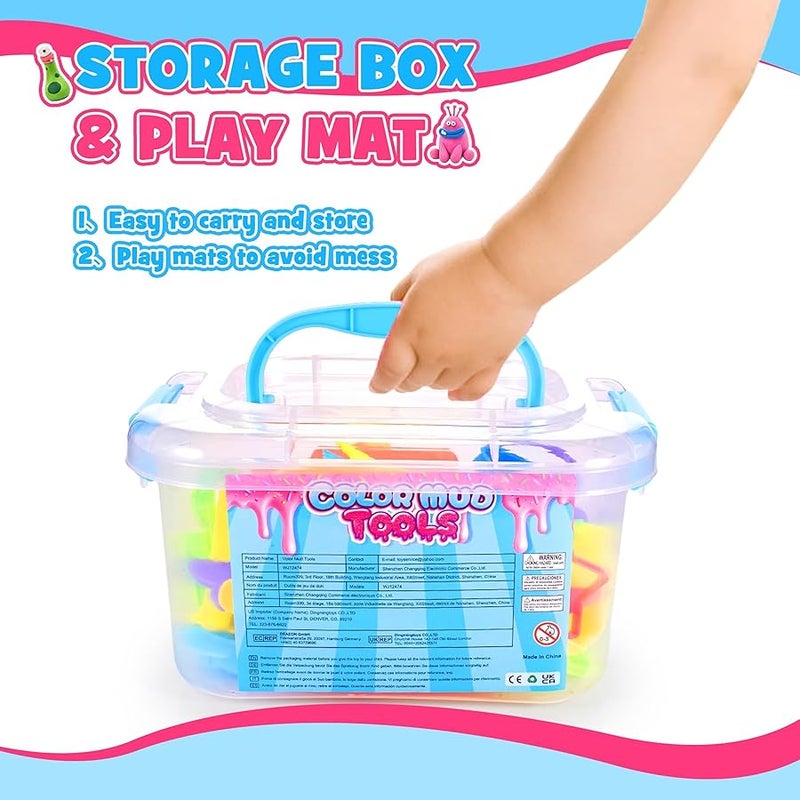 Toyze تويز مجموعة ادوات لعب العجين للاطفال من سن 3-8 سنوات | مجموعة ملحقات عجين اللعب مكونة من 30 قطعة مع قوالب على شكل حيوانات وشوبك وصندوق تخزين | هدية تعليمية في العلوم والتكنولوجيا والهندسة والرياضيات - Image 5