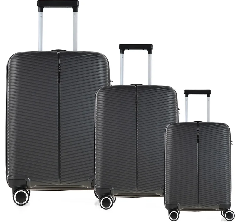 S-Invalid Brand Name Anthracite 5224 Polypropylene 3-Piece Suitcase Set
