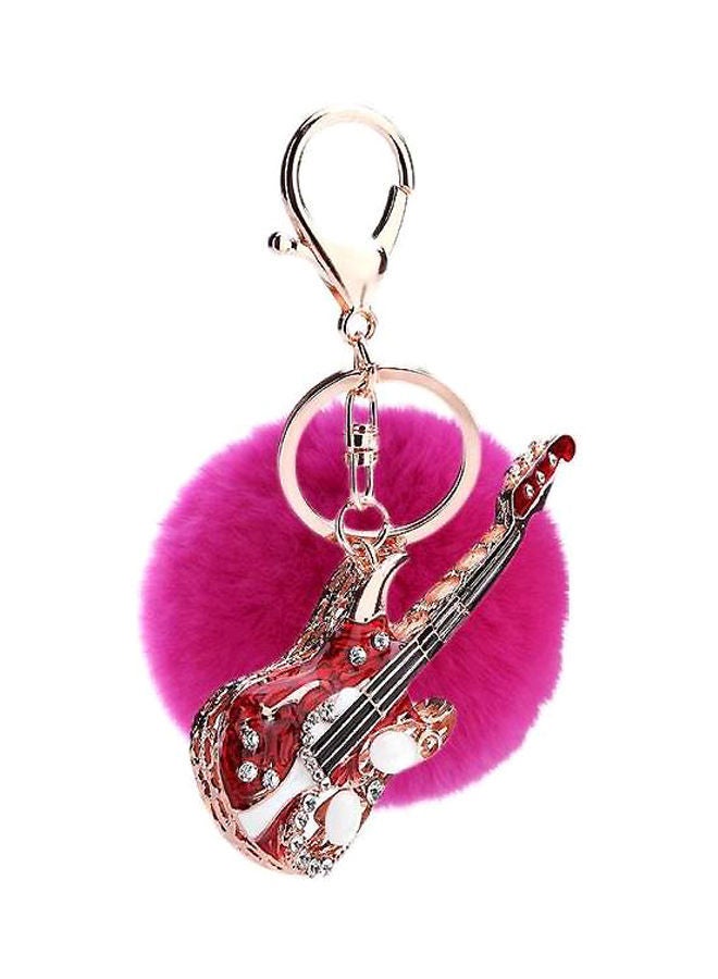 نيبمينينت سلسلة مفاتيح بكرة مخملية من الفراء وجيتار للتعليق في الهاتف المحمول