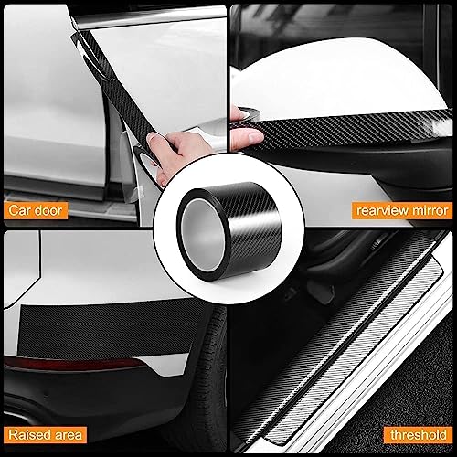 VINSU High Anti Scratch White Carbon Fiber Polyvinyl Chloride Paint Protection Film Tape Ppf for Car Protection and Decoration for All Car Door - (Black) - Image 4