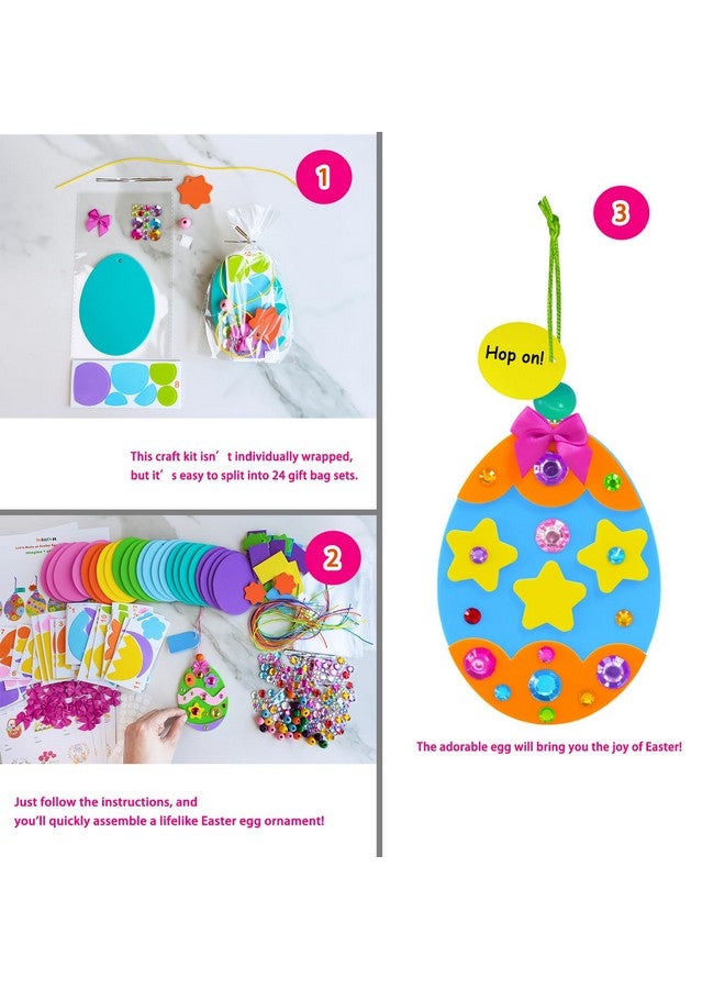 Winlyn 24 Sets Easter Craft Kits DIY Easter Egg Ornaments Decorations Assorted Easter Egg Foam Stickers Easter Arts and Crafts for Kids Spring Easter Home Classroom Activities Party Favors Art Project - Image 2