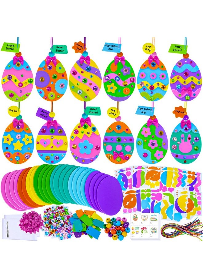 Winlyn 24 Sets Easter Craft Kits DIY Easter Egg Ornaments Decorations Assorted Easter Egg Foam Stickers Easter Arts and Crafts for Kids Spring Easter Home Classroom Activities Party Favors Art Project - Image 1