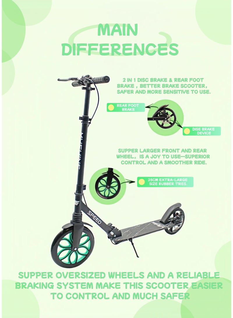 EASY FUTURE Foldable and Height Adjustable Handle Kids Scooter with Big Wheel, Handle & Rear Brake Kick Scooter for 7 to 14 Years - Image 2