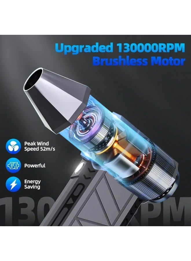 130000 RPM Electric Air Duster, Cordless Jet Fan Blower with 3-Speed Adjustment, Rechargeable via Type-C – Compact Air Dryer for Car, Keyboard, Computer & Camera Cleaning  - Image 3