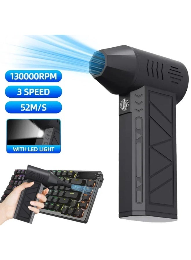 130000 RPM Electric Air Duster, Cordless Jet Fan Blower with 3-Speed Adjustment, Rechargeable via Type-C – Compact Air Dryer for Car, Keyboard, Computer & Camera Cleaning  - Image 1