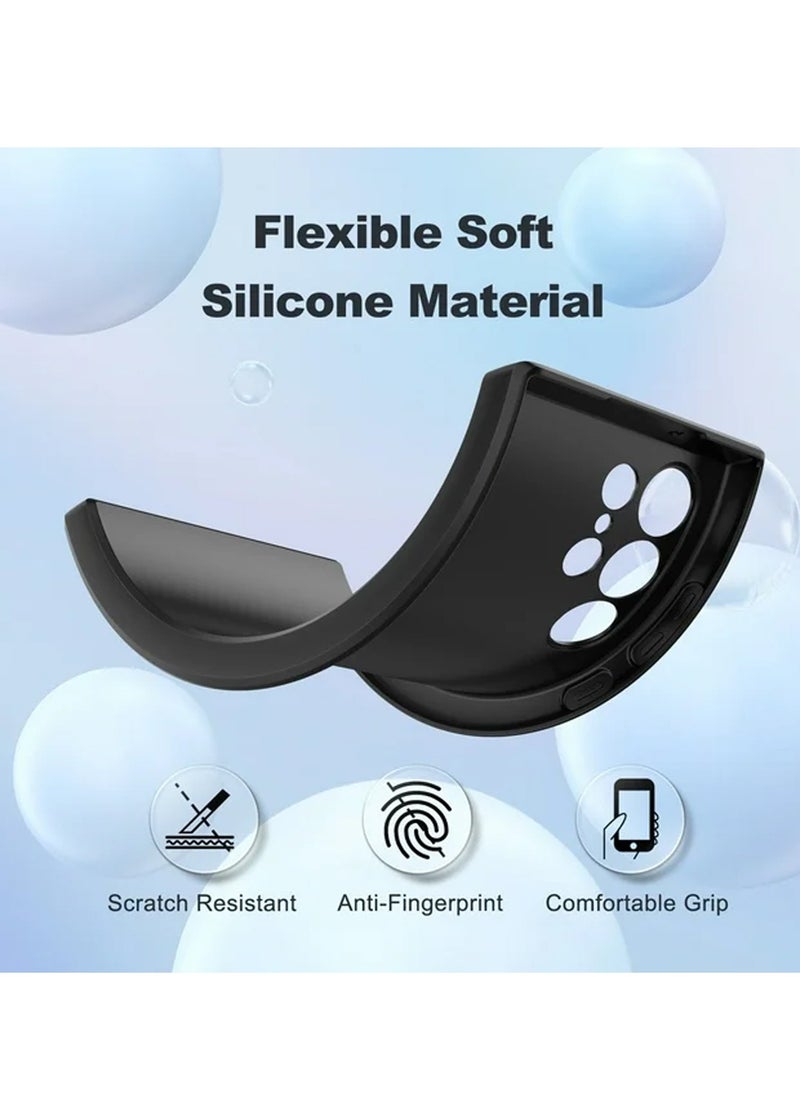 Wtech Soft Liquid Silicone Case Cover For Samsung Galaxy S24 Ultra 5G 2024 Black  - Image 3