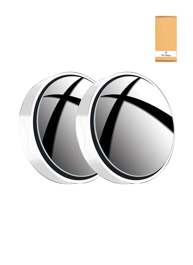 We Happy 2 Pcs Car Suction Cup Auxiliary Rearview Mirror 360 Degree Rotating Wide-angle Round Frame Mirror  - Image 1