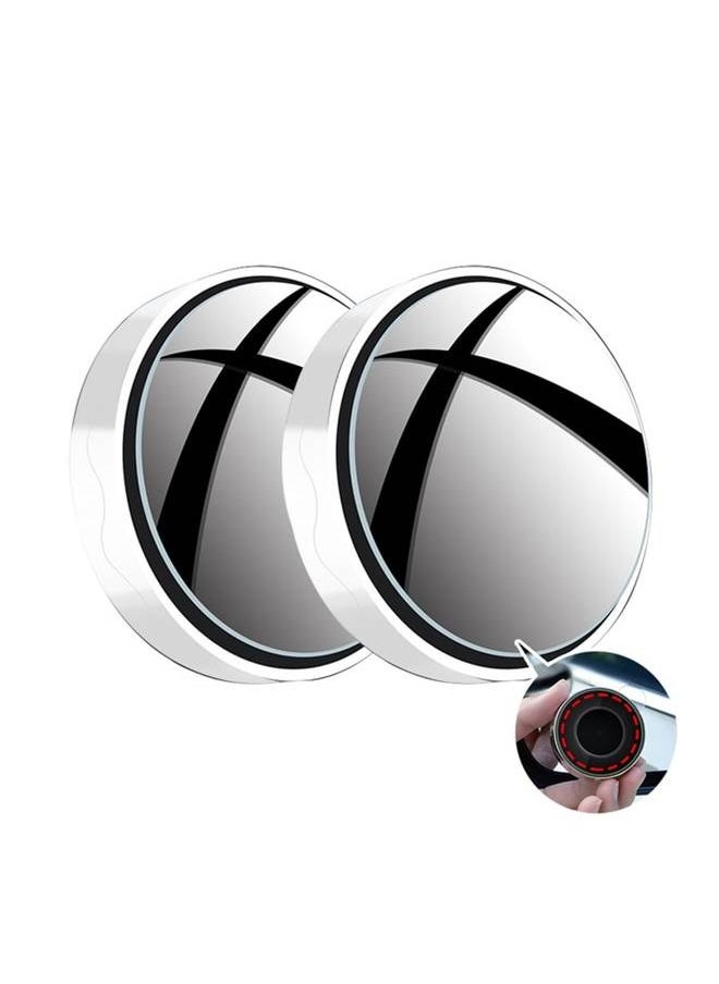 We Happy 2 Pcs Car Suction Cup Auxiliary Rearview Mirror 360 Degree Rotating Wide-angle Round Frame Mirror  - Image 2