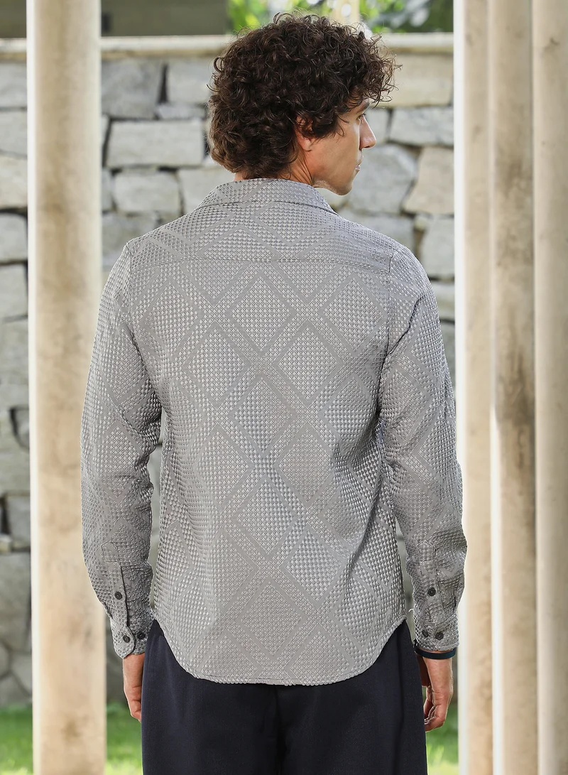 Campus Sutra Men's Flint Grey Shard-Tactile Shirt