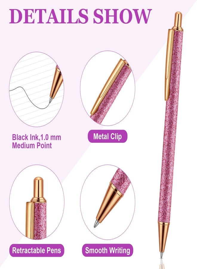 Handepo 20 Pcs Christmas Fancy Pens for Women Glitter Pens Retractable Click Ball for Journaling Metal Retractable Fancy Cute Pen and 20 Pcs Replacement Refills Black Ink Medium Point 1.0 mm - Image 2