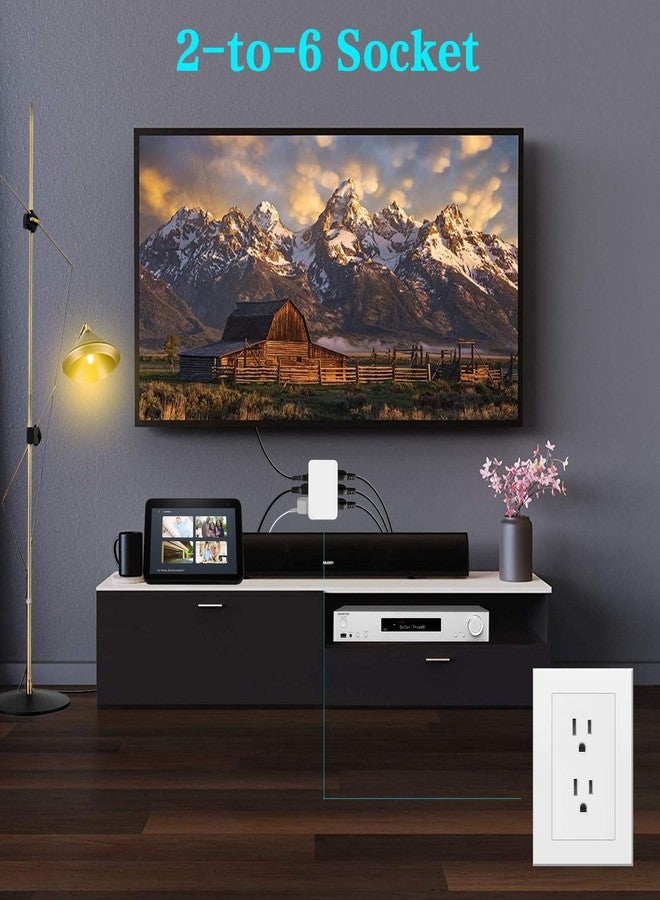 FiiMan 6 Outlet Wall Adapter, UL Listed 3-Prong Grounded Outlet to The Side, Wall Plug Side Access Adapter, 6 Way Outlet Extender Tap, White (2) - Image 4